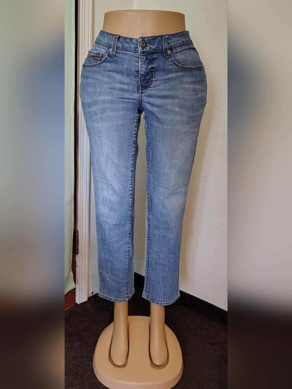 Faded Glory Light Blue Mid-Rise Straight Leg Jeans